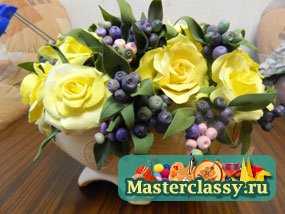 Мастер класс. Букет из полимерной глины и холодного фафора
