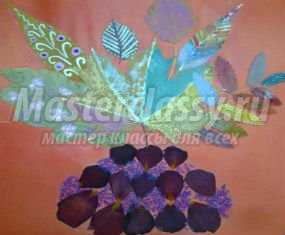 Аппликация из листьев. Букет для мамы. Мастер-класс с пошаговыми фото