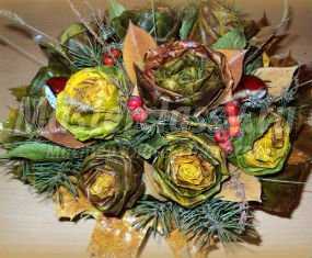 Осенний букет с розами из листьев. Мастер-класс с пошаговыми фото